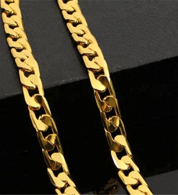 China Xus Fashion Trendy Jewelry Men's Personality Big Flat Side Gold Chain Necklace for sale