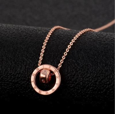 China Fashionable Female 925 Sterling Sliver Xus Korean Loop Ring Double Pendant Rose Gold Necklace for sale