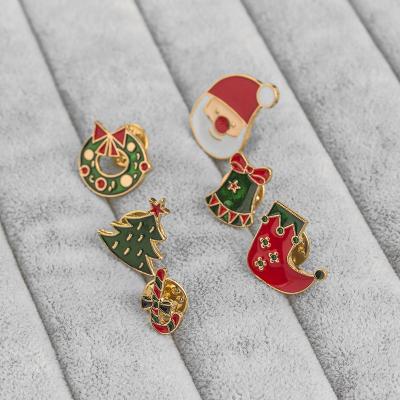 China BOHEMIA Christmas Gift Pin Santa Wreath Christmas Tree Socks Set Brooch for sale