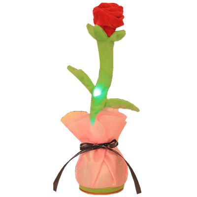 China Electronic Valentine's Day Toy Newest Singing Plush Toy Talking Twisting Rose Lighting Dancing Rose Flower for sale