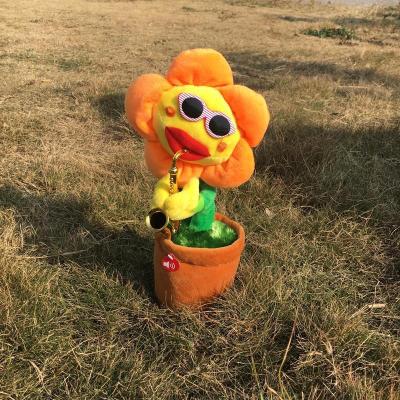 China Eco-Friendly Electric Plush Sunflower Toy Sing and Dancing Sunflower for sale