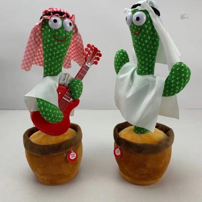 China Dancing Cactus OEM Education The First Twist Dancing Singing Cactus Imitating Talking Toys Repeating Cactus Drum Plush Toy With Clothes for sale