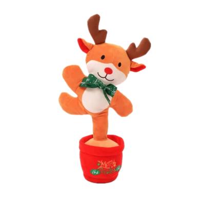 China Hot Sale Eco-friendly Christmas Decoration Dancing Twisting Singing Christmas Tree Elk Gingerbread Penguin Plush Toy with Flash Light for sale