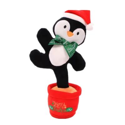 China Funny Eco-friendly Christmas Decoration Dancing Twisting Singing Christmas Tree Elk Gingerbread Penguin Plush Toy with Flash Light for sale