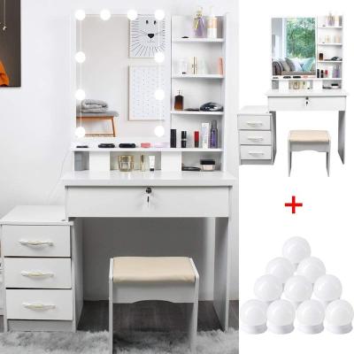 China Hot Selling Multifunctional Assembled Elegant Dressing Table Makeup Desk with Mirror and Storage Function for sale