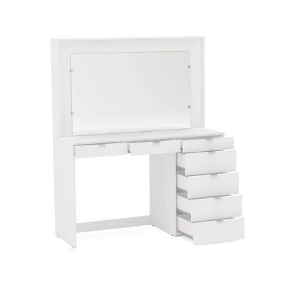 China Assembled White Girls Vanity Makeup Table Set With Large Mirror 7 Drawers For Home for sale