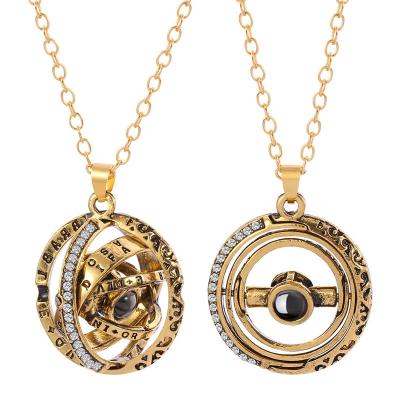 China CLASSIC Openable Rotating Astronomical Ball Projection Necklace 100 Tongue Pendant Necklace I Love You for sale