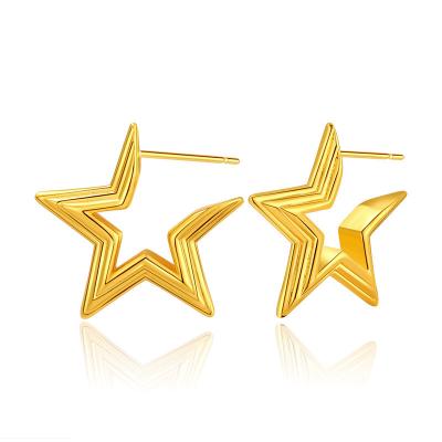 China Newest TRENDY 18K Personality Star Pentagon Design Metal Alloy Stud Earrings For Women for sale