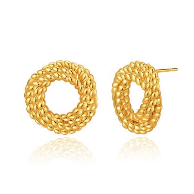 China TRENDY 18K Gold Plated Round Design Metal Chain Alloy Stud Earrings For Women Gift for sale