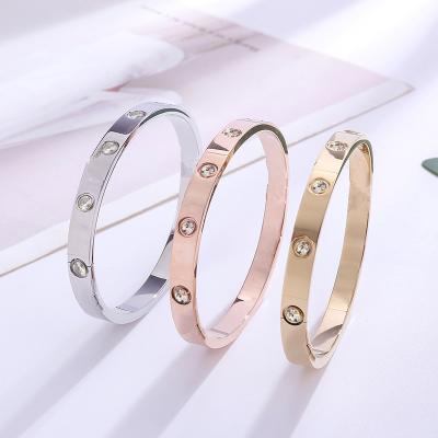 China Other Brand Jewelry Classic Gold Plated Stainless Steel Open Screw Bracelets 316L Love Screw Engraved Bracelet for sale