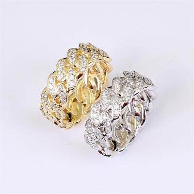 China Hip punk high quality 8mm width Micro-set classic Zircon couple copper rings for lovers for sale