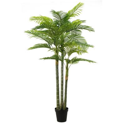 China Top Sales Environmental Friendly Real Touch Artificial Plant 210CM 27 Leaves Areca Palm Bonsai Stand Plants for sale