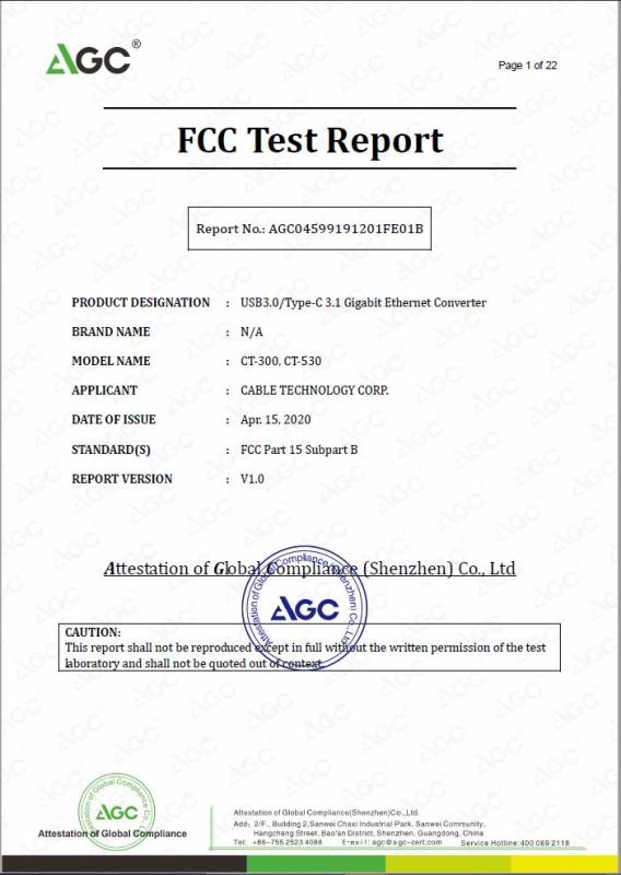 FCC - CABLE TECHNOLOGY CORPORATION