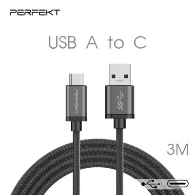 China Mobile Phone USB To Type C Braided Cable Fast Charging 3m for sale