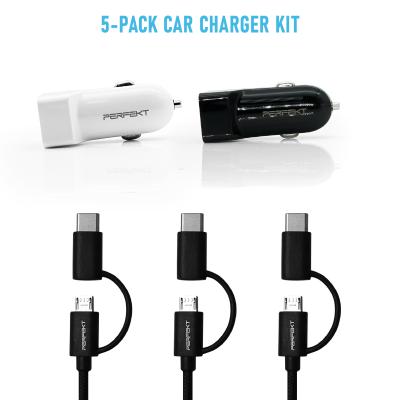 China Mobile Phone Types USB Type C Sample Pack 5pcs USB 4.8A Fast Charging Cable And 2 Car Charger for sale