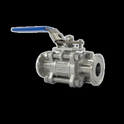 China Food Connection Pneumatic Actuator Quick Release 2 Way Three Piece Stainless Steel Ball Valve for sale