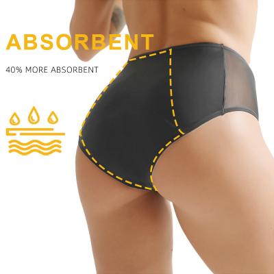 China Pantalones pesados atractivos protectores del período del flujo de la alta de la subida del escape ropa interior menstrual de la prueba en venta