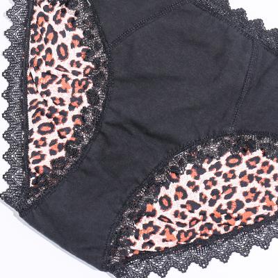 China Cotton Leak Proof Period Underwear Leopard S-4XL Plus Size Menstrual Panties for sale