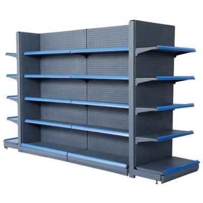 China Single-sided Lowest price convenience store metal hook mesh display rack gondola wall supermarket racking for sale