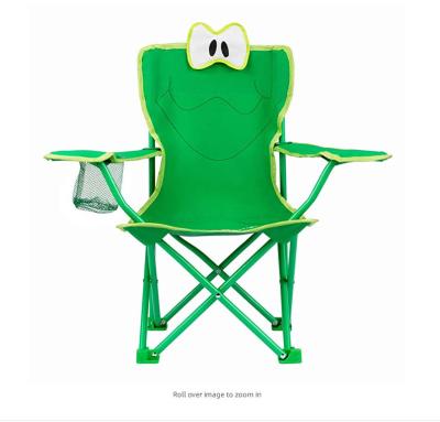 China Moon Chair Kids Camp Junior Stable Cartoon Frog Folding Steel Chair with Cup Holder, Armrest and High Back for sale