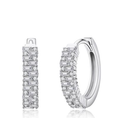 China 2021 Classic Hot Sale Jewelry Set 14k 18k Solid Gold Baguette Diamond Huggie Earrings For Ladies For Ladies for sale