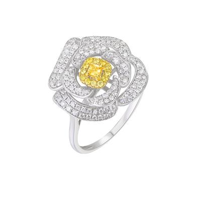 China CLASSIC Designs 2022 Classic Diamond Flower Engagement Ring Popular Trendy Jewelry 14k 18k Real Gold For Women for sale