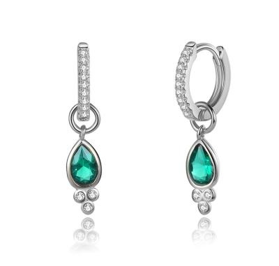 China BAROLI 2021 Fashion Cute Luxury 925 Jewelry Emerald Cz Flower Drop Earring Silver Solitaire For Girls Gift for sale