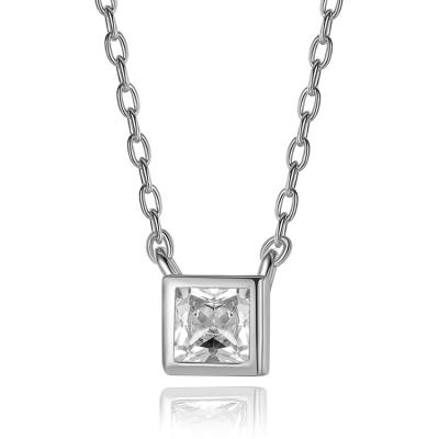 China BAROLI Romantic New Arrival Sterling Silver Simple Dainty Square CZ Necklace 14k Gold Chain 14k Gold Necklace For Women for sale