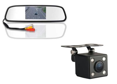 China Black High Resolution Rear View Camera Mirror With 4 Led Lights for sale