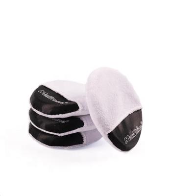 China 2021 Hot White Black Soft Automobile Care Sponge Foam Satin+ Microfiber Suede Satin Coating Applicator Pad Absorbent Car Retailer Wholesale Private Label for sale