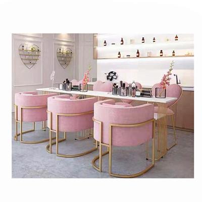 China Durable Hot Selling Nail Salon Furniture Unit Manicure Pink Nail Table For Sale for sale