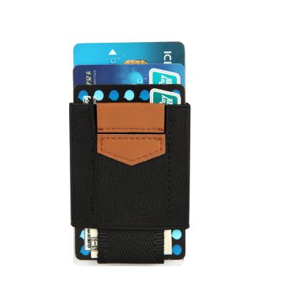 China Handmade Wholesale Slim Leather Metro Business Small Credit Card Holder Double Sided Sliver RFID Card Holder for sale