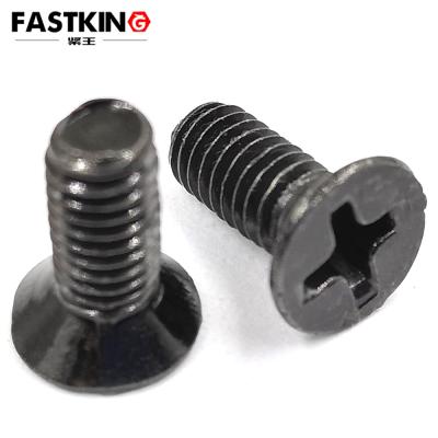 China Black Zinc Flat Hardened Flat Head Cross Machine Screws for sale