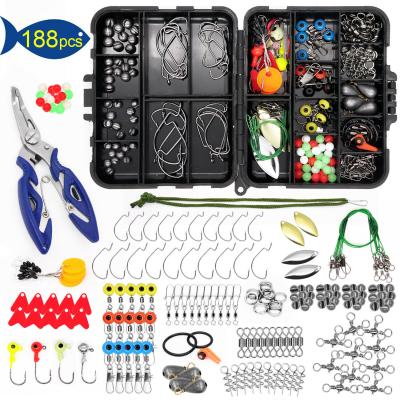 China 188PCS Lure Box Pliers Jig Hooks Swivels Fishing Accessory Bundle TH19937 for sale