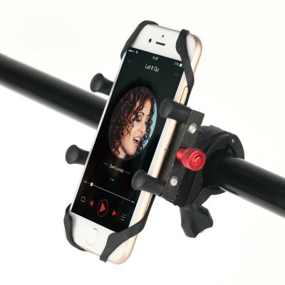 China Aluminum body+ABS clamps+silicone plastic clamps bike accessories handlebar bike metal cell phone mount holder bicycle mobile phone holder motorcycle mobile phone holder for sale