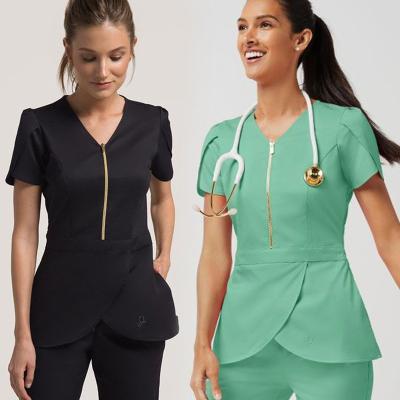 China Famous Designer Eco-friendly Wholesale Custom Hospital Shorts Sleeve Womens Jogger Medical Nurse Scrubs Medical Uniform for sale