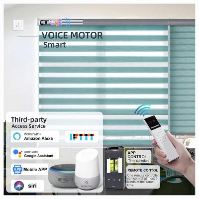 China Contemporary Motorized Blackout Zebra Shades Electric Remote Zebra Blinds AC DC Roller Rainbow Blinds for sale