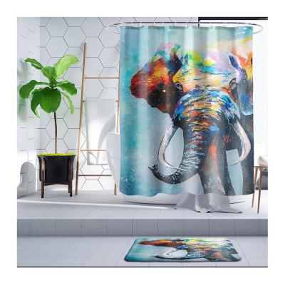 China Viable Hot Selling Fashion Elephant Painting Printing Shower Curtain African Style Waterproof Shower Curtain For Bathroom for sale