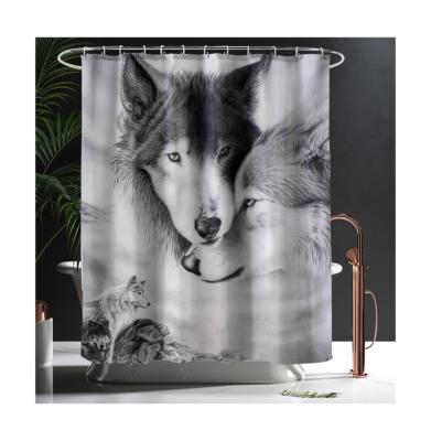 China Popular High Quality Hot 3d Animals Printed Bath Shower Curtains Frog Wolf Viable Bathroom Curtains Printed Decoration for sale