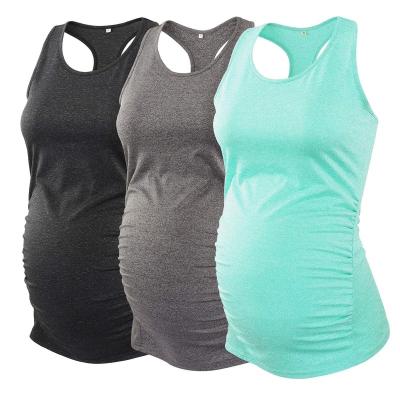 China Wholesale Pregnant Custom Made Breathable Workout Seamless Maternity Yoga Clothes Women Sports Wear T-shirt Active Tank Tops for sale