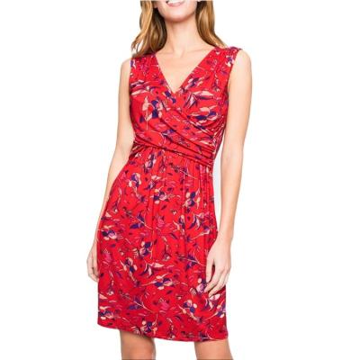 China Radiation Protection RTS Casual Dress Red Cross Floral Print Front Sleeveless Nursing Dress for sale