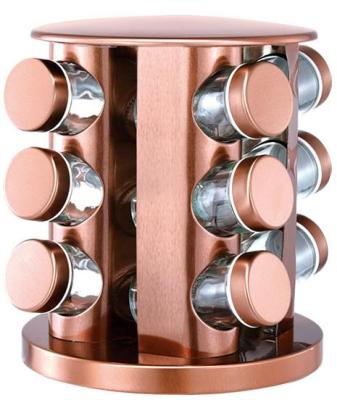 China Sustainable Wholesale Stainless Steel Round Rotating Spice Rack For Spices Dry Seasoning Herbs Spice Rack With Jars for sale