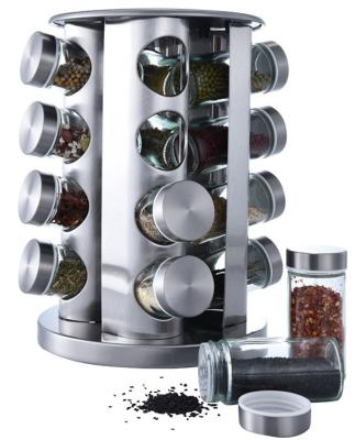 China Viable Wholesale Glass Spice Jar Set 16 Shelf Spicy Spice Jar Rotating Rotating Spice Rack Spice Rack Set for sale