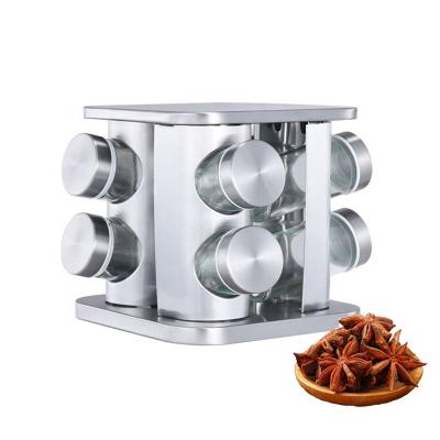 China Space Saving Viable Glass Seasoning Grinder Spice Racks 2 Layer Jar Salt And Pepper Set for sale