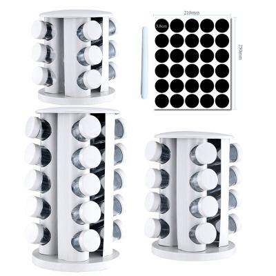 China Viable 12 Pcs Set 360 Rotatable Storage Spice Rack Jars Glass Spice Jar Organizer Set Spice Container Bottles Jar With Rack for sale