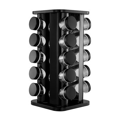 China Sustainable Kitchen 20 Jars Space Saving 360 Degree Rotating Stainless Steel Spice Rack Glass Jars Empty for sale