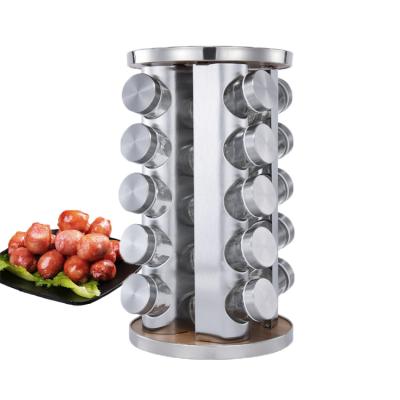 China 20 Jar Filled Rotating Spinning Swivel Spice Rack Sustainable Spice Rack Set for sale