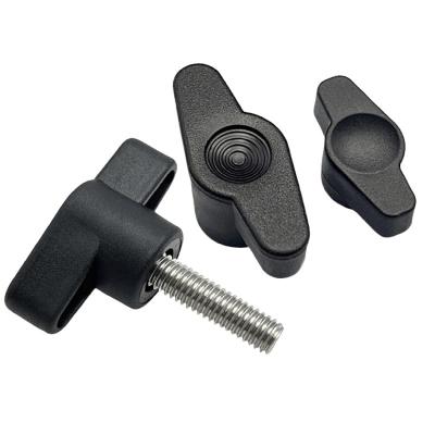 China Matte Black Plastic Wing Head Screws T-Handle Knob Thumb Nut Locking Metallurgy Thumb Screw With Plastic for sale