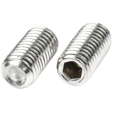 China No Flat Head 304 Stainless Steel Worm M7 Worm Set Screw Cavity Hex Socket Screw for sale