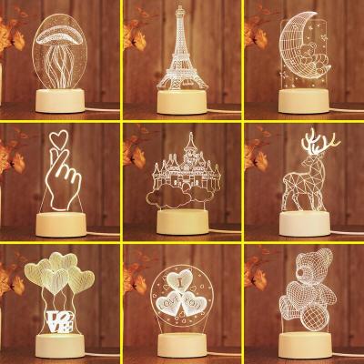 China Pretty New Led Acrylic Christmas Base LED Desk Table Lamparas 3D Illusion Custom Creative Anime Photo Kids Night Light Kids Room Decor Night Light lamp for sale